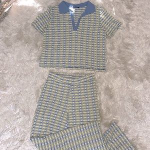 Zara Jacquard Polo and Wide Leg Pants Co-ord